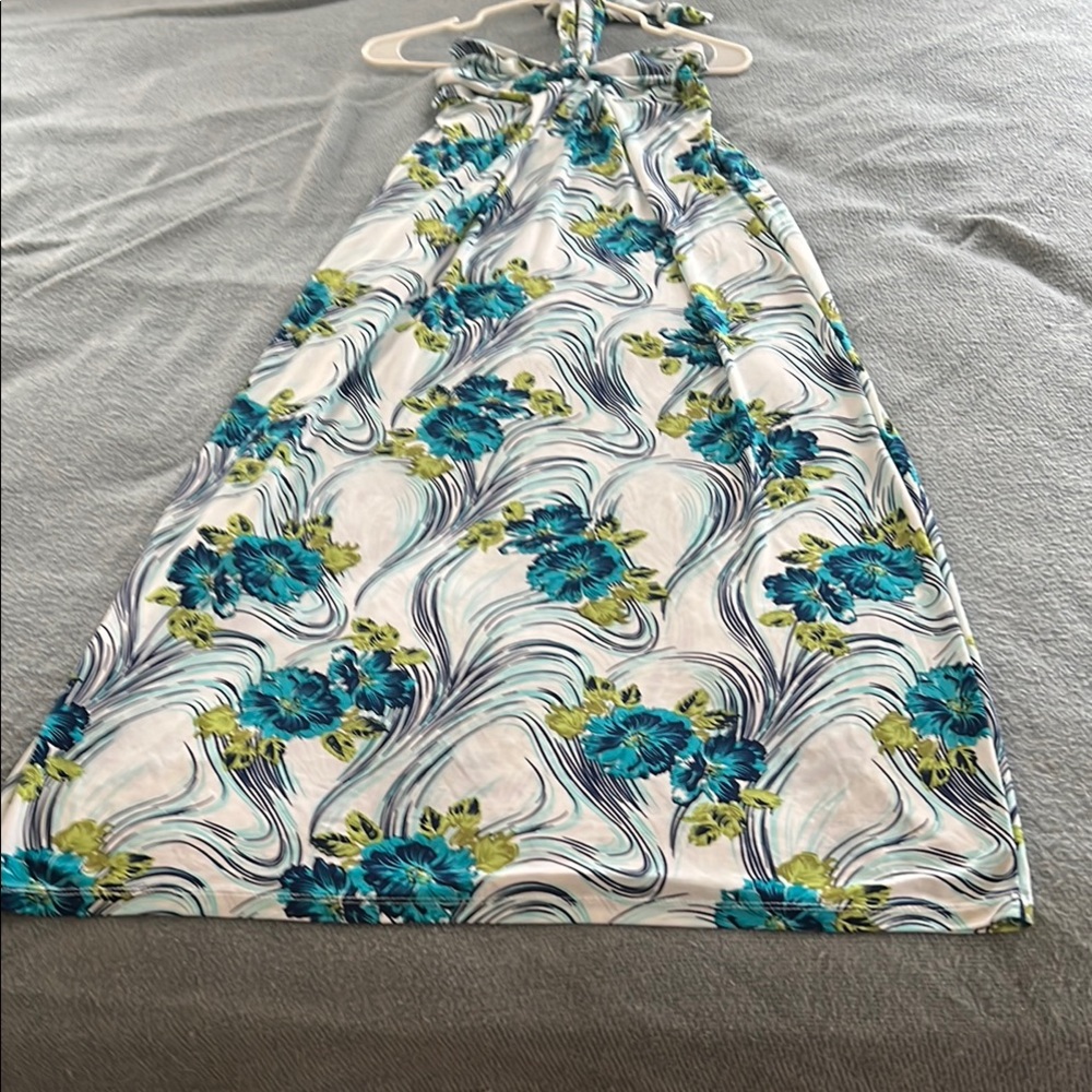 Freeway Floral Maxi Dress with Blue and Green Pattern